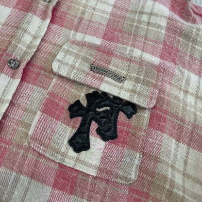 C style Brushed Cross Leather Label Shirt