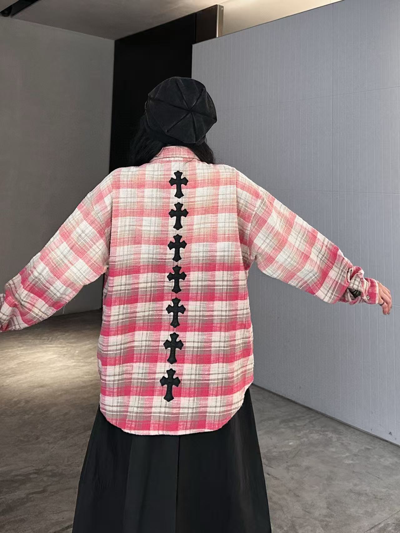 C style Brushed Cross Leather Label Shirt