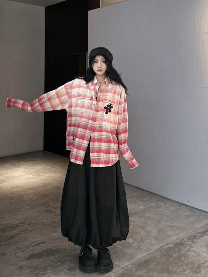 C style Brushed Cross Leather Label Shirt