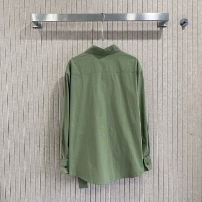 L style Irregular leather patch long-sleeved shirt