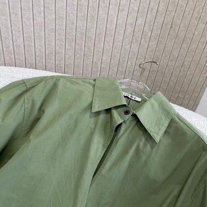 L style Irregular leather patch long-sleeved shirt