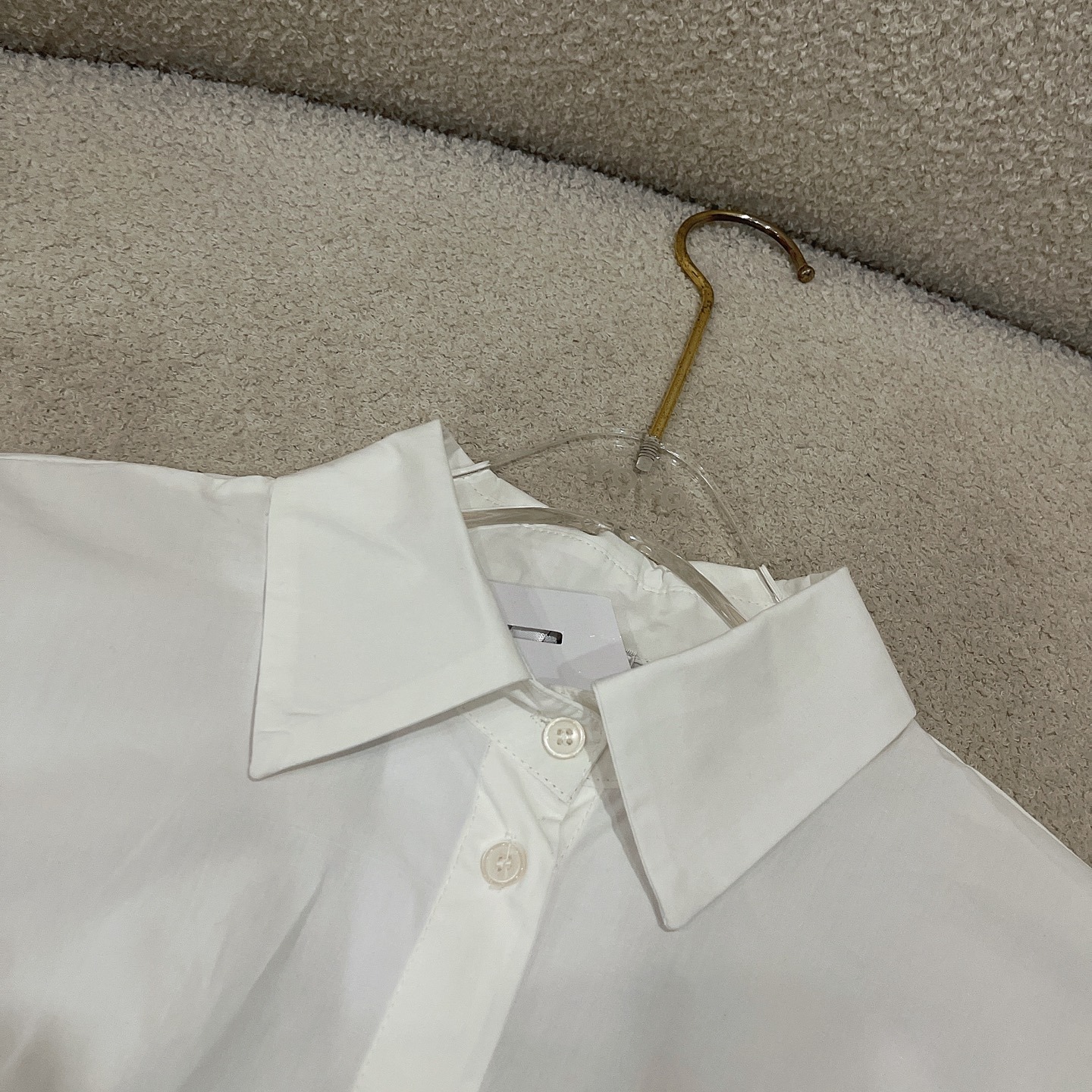 D style Short-sleeved pearl button shirt