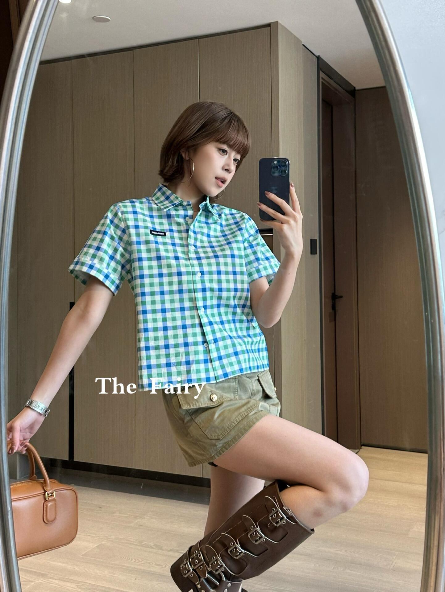 M style Check short-sleeved shirt