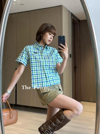 M style Check short-sleeved shirt