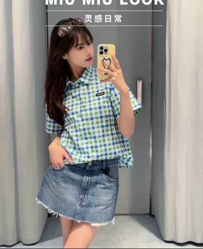M style Check short-sleeved shirt