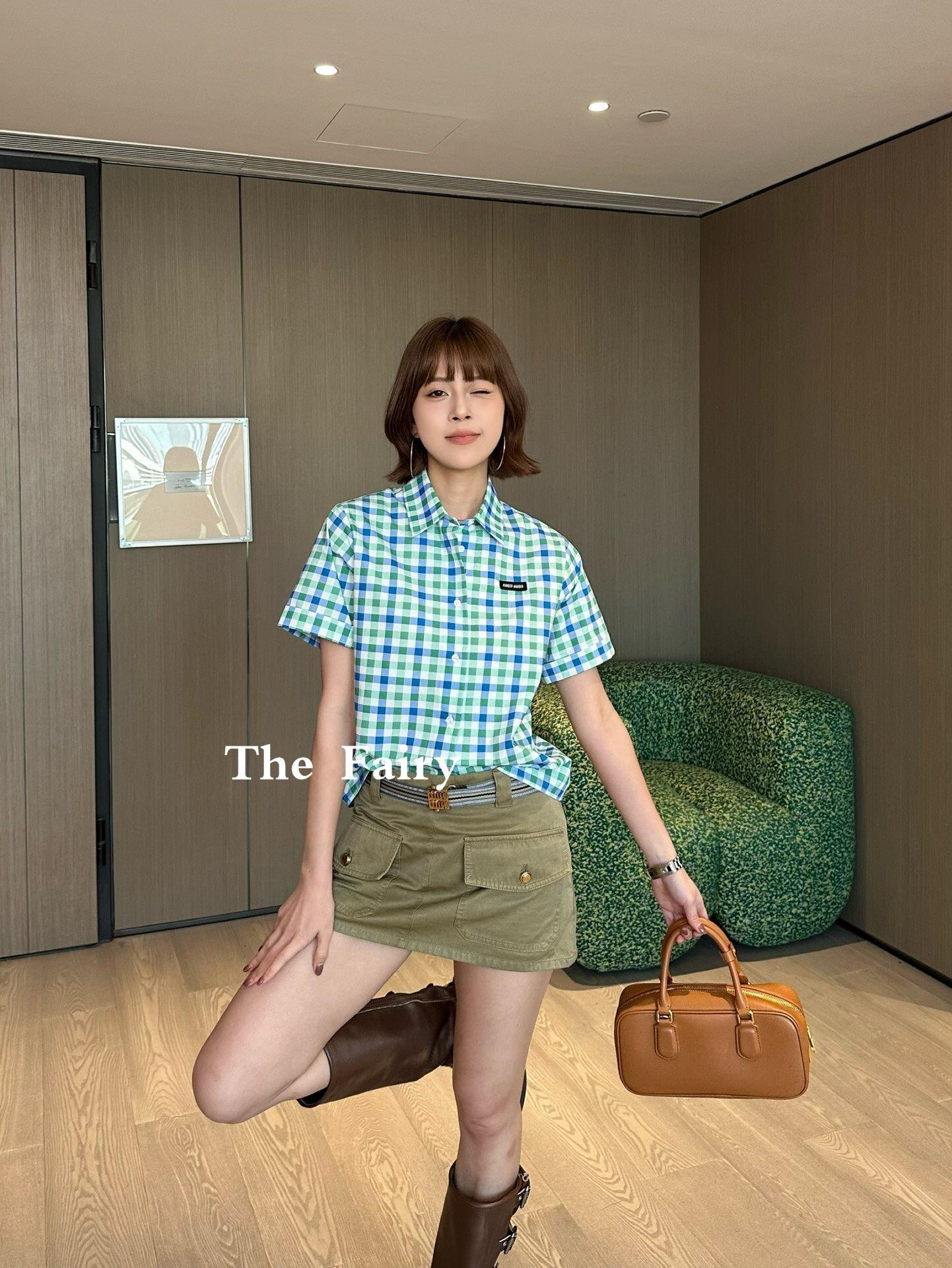 M style Check short-sleeved shirt