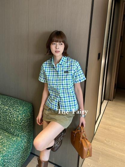 M style Check short-sleeved shirt