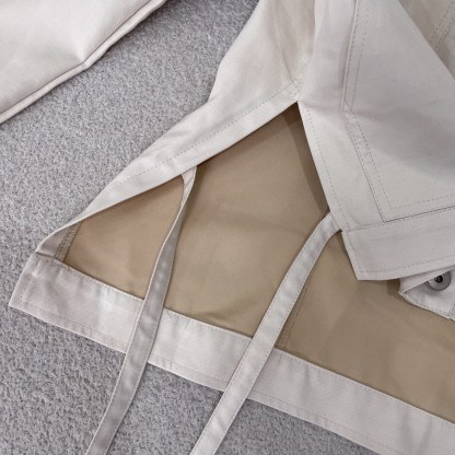 L style Denim jacket with leather patch pockets and lapel