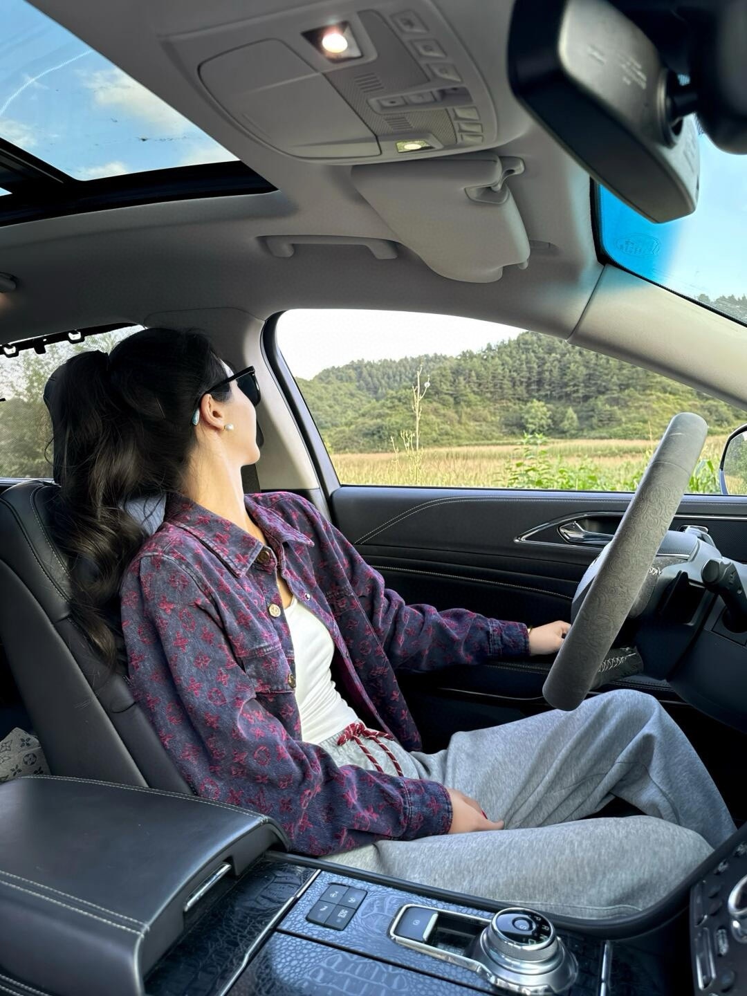 L style Jacquard lettering denim shirt jacket