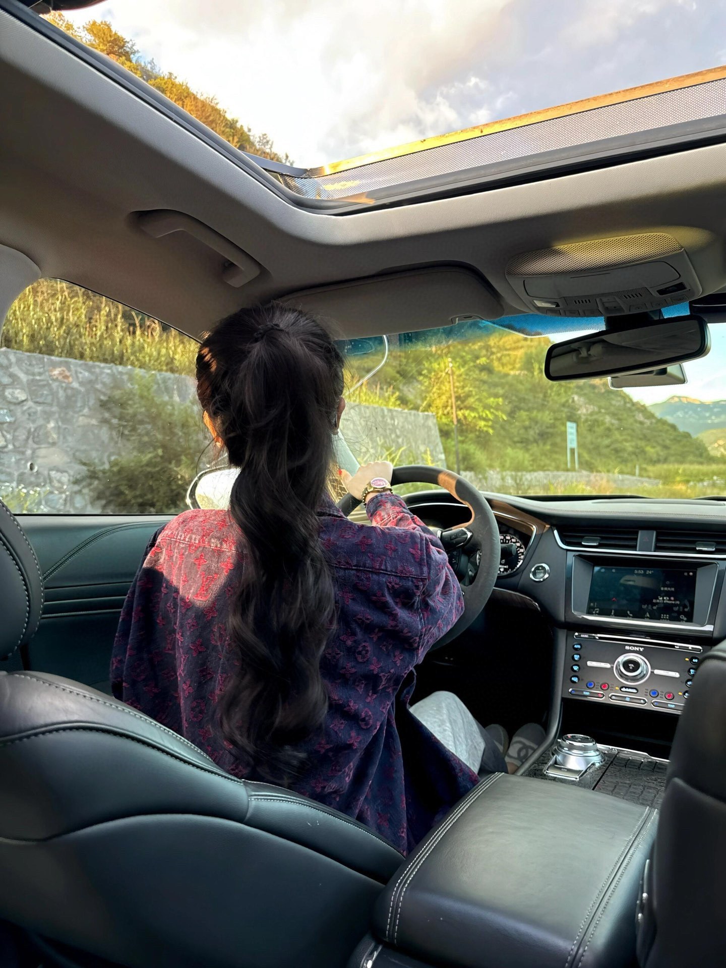 L style Jacquard lettering denim shirt jacket