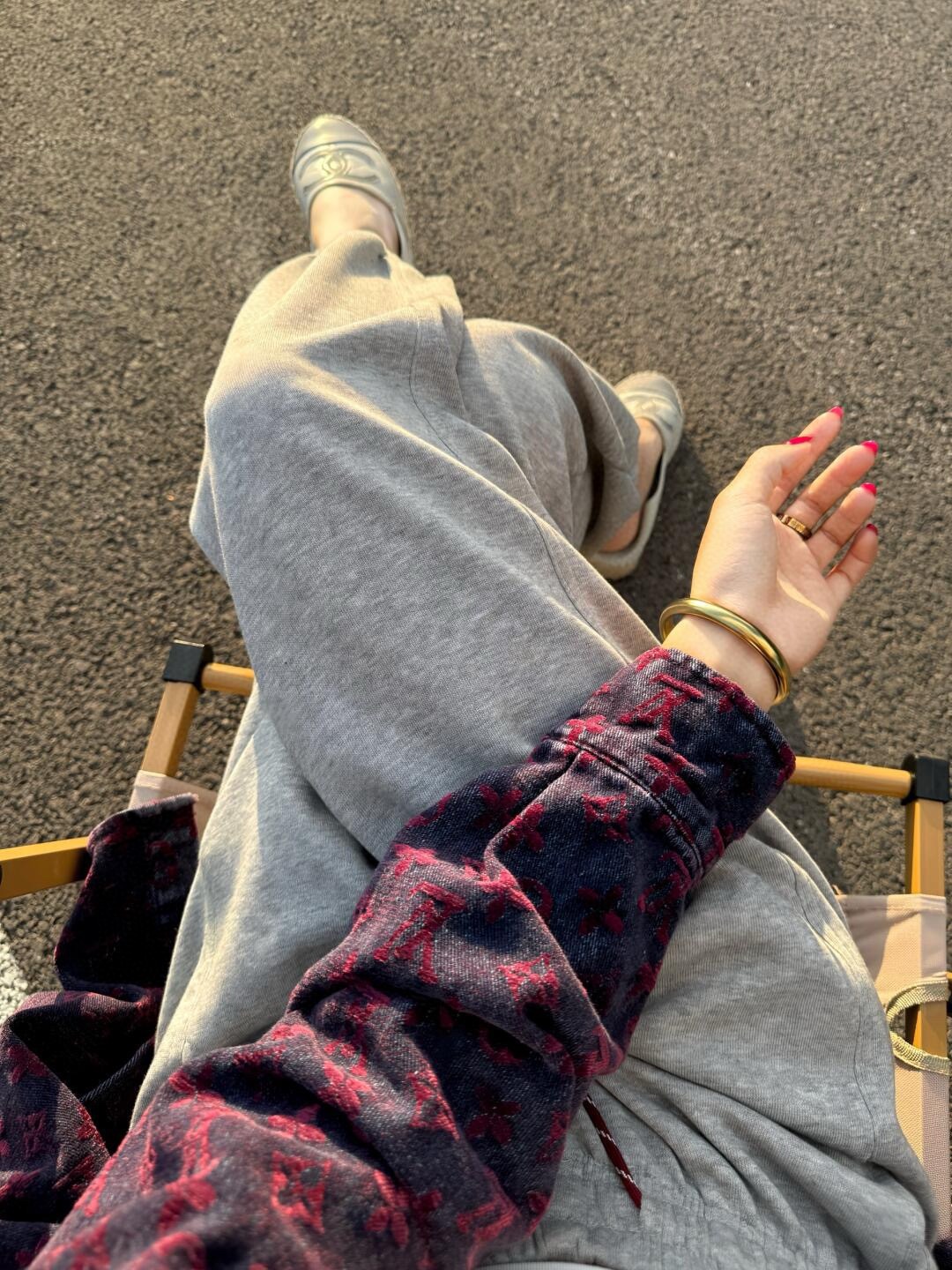 L style Jacquard lettering denim shirt jacket