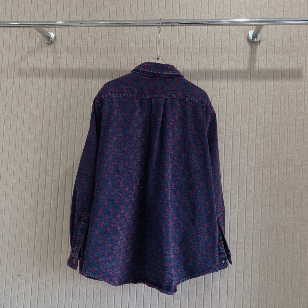 L style Jacquard lettering denim shirt jacket