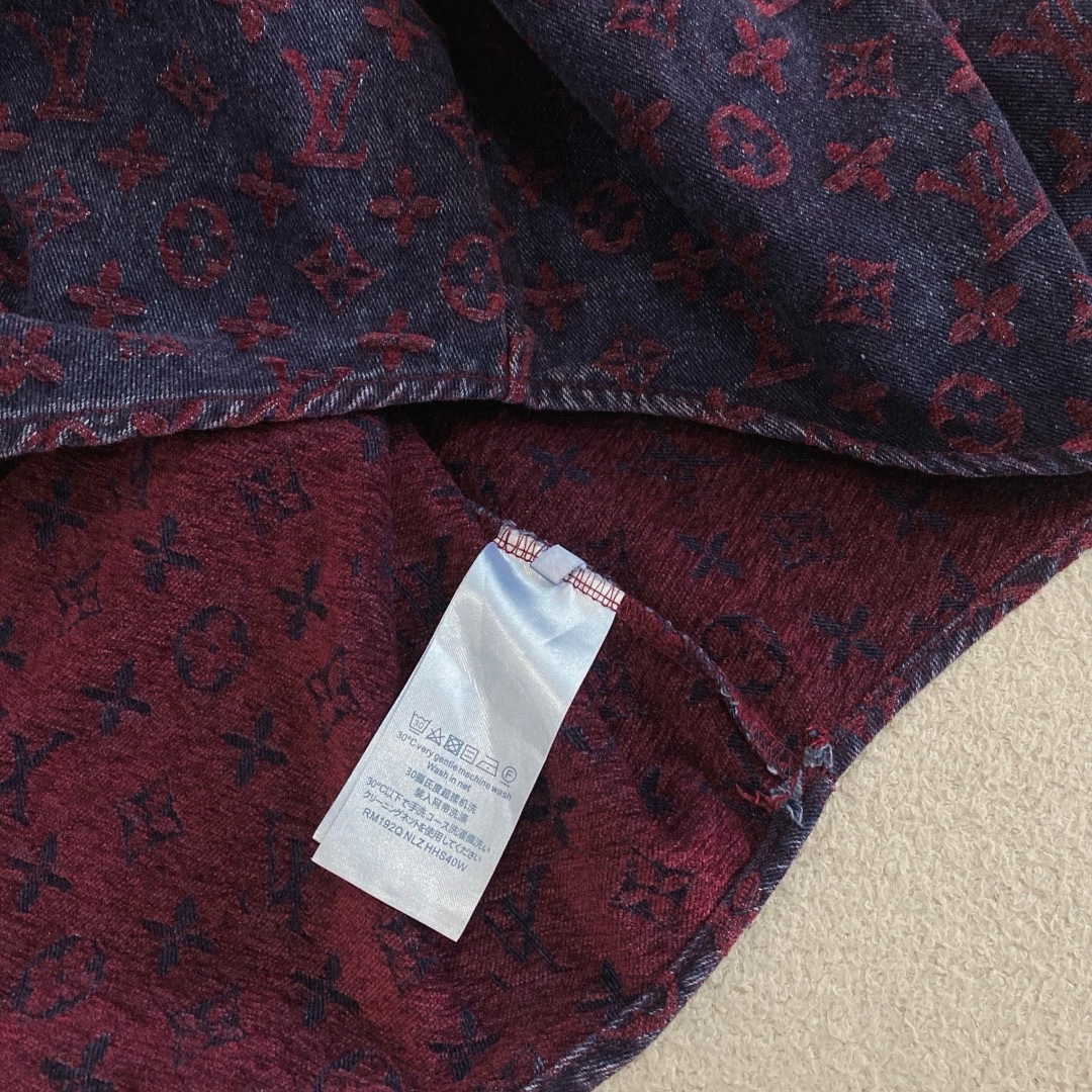 L style Jacquard lettering denim shirt jacket