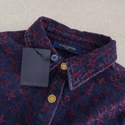 L style Jacquard lettering denim shirt jacket