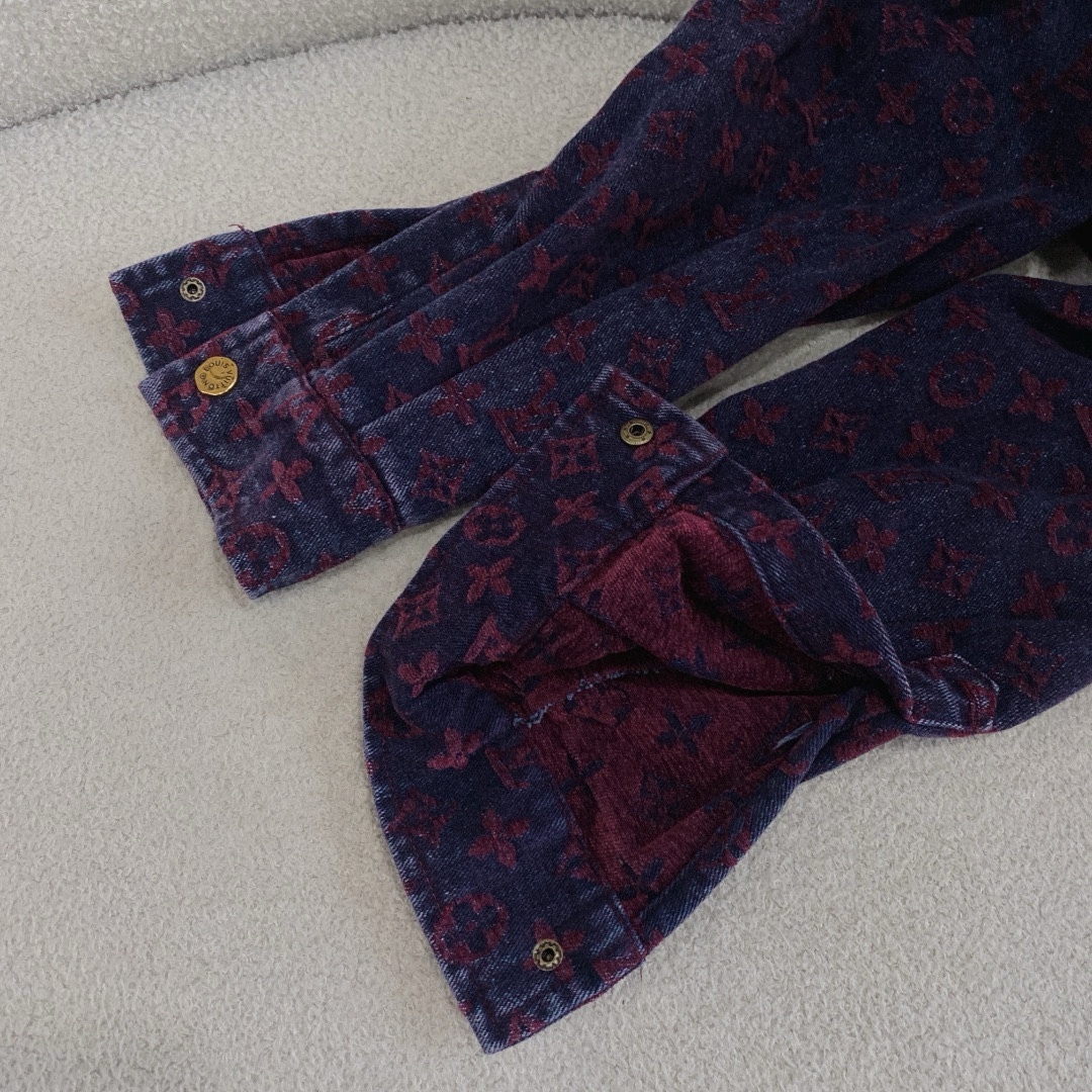 L style Jacquard lettering denim shirt jacket