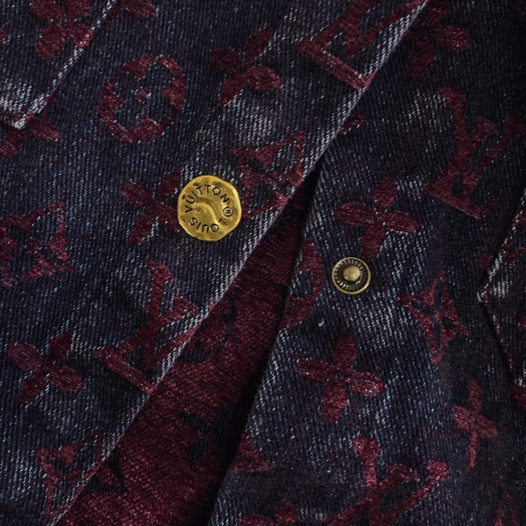 L style Jacquard lettering denim shirt jacket