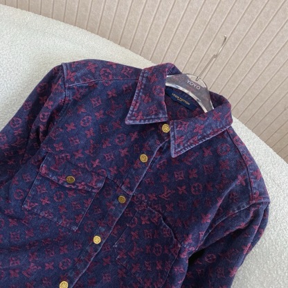 L style Jacquard lettering denim shirt jacket