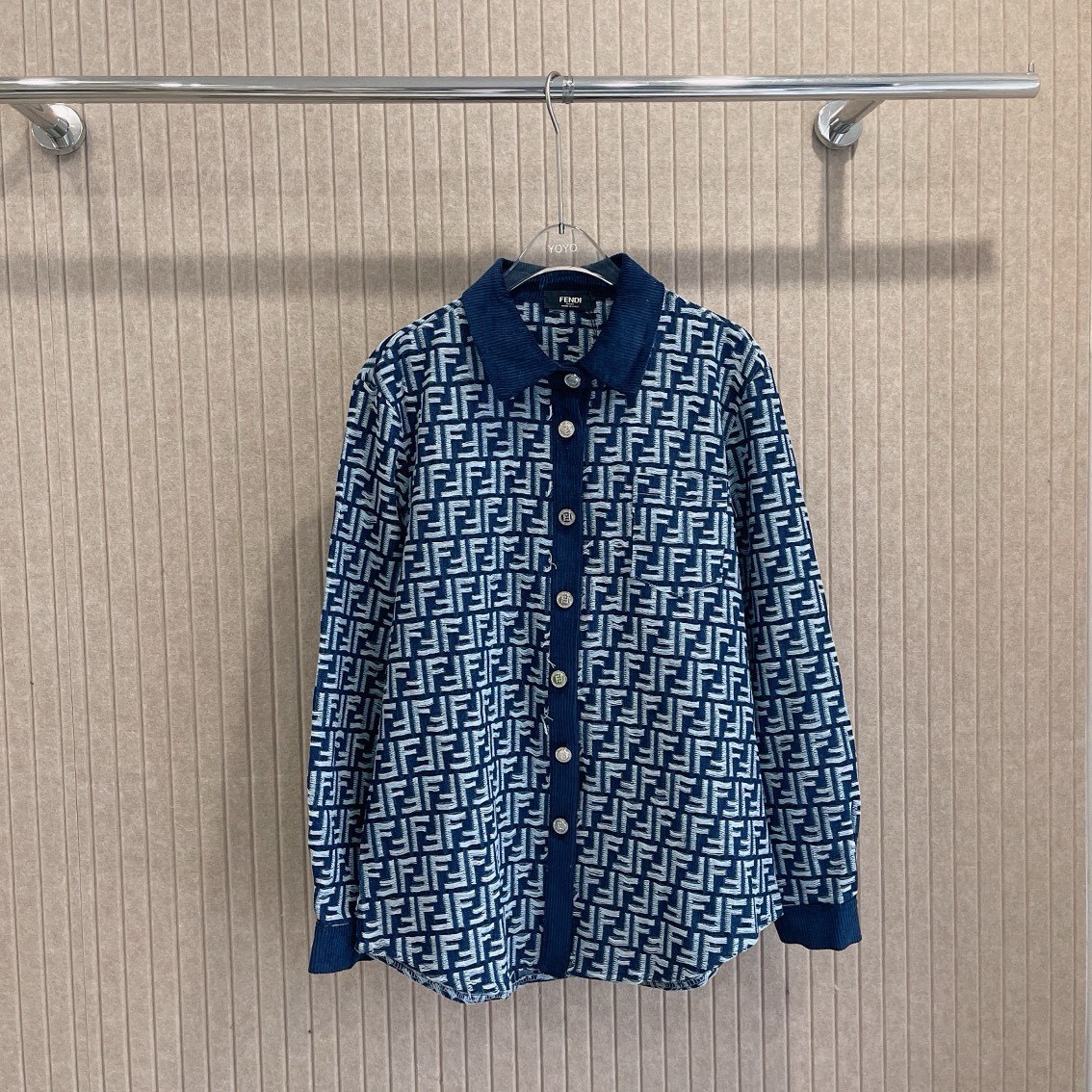 F style Denim shirt jacket with monogram