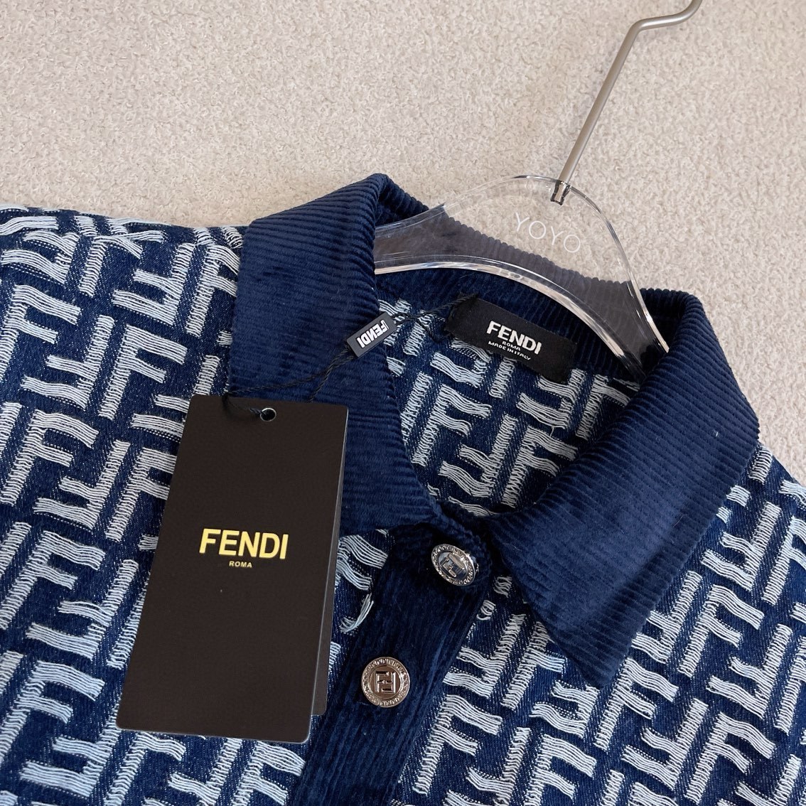 F style Denim shirt jacket with monogram
