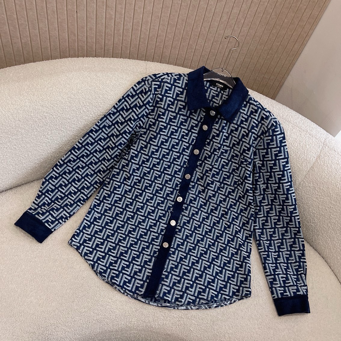 F style Denim shirt jacket with monogram