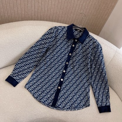 F style Denim shirt jacket with monogram