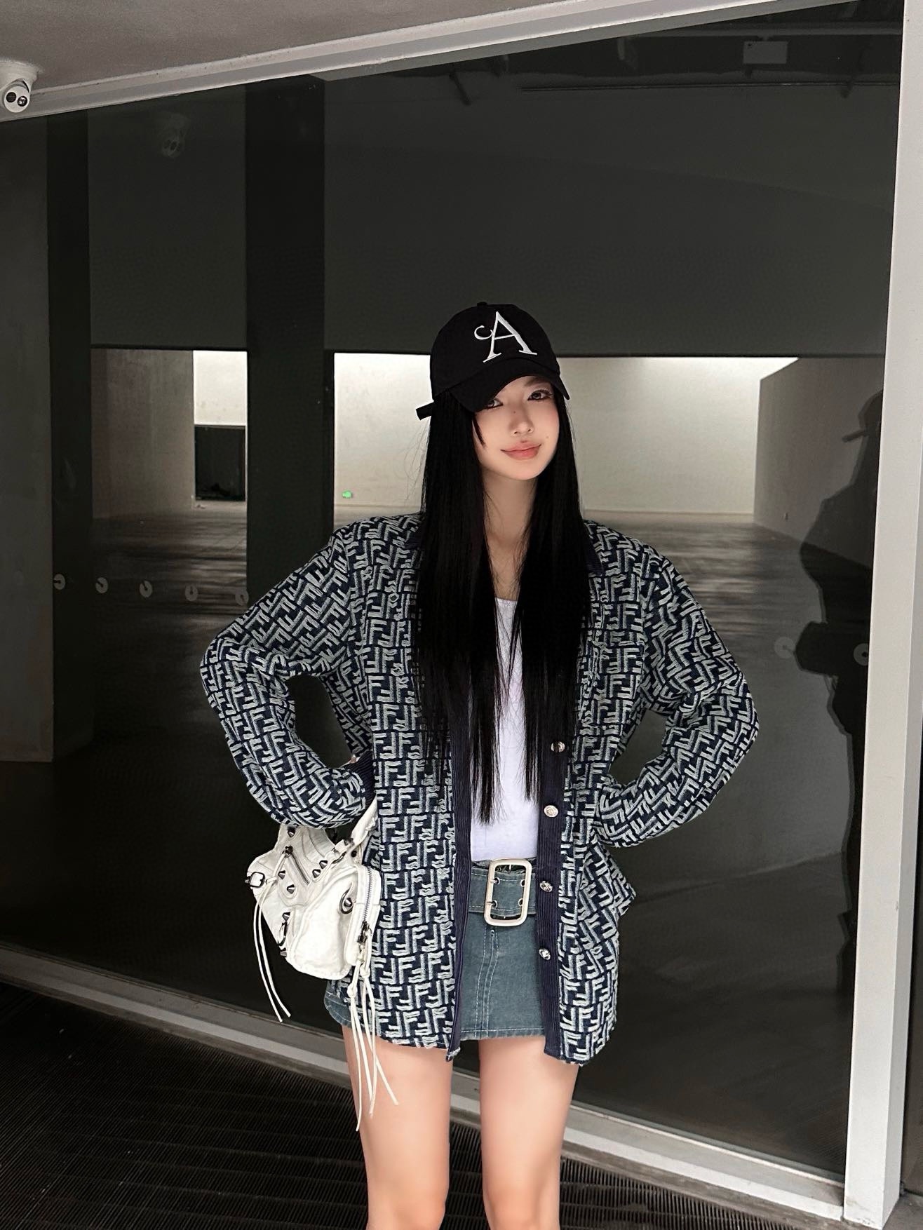 F style Denim shirt jacket with monogram