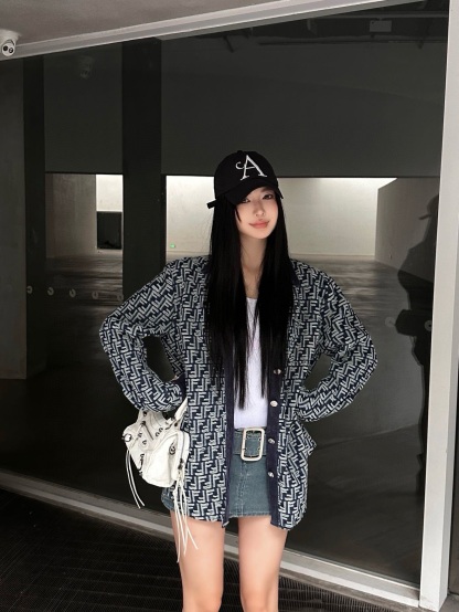 F style Denim shirt jacket with monogram