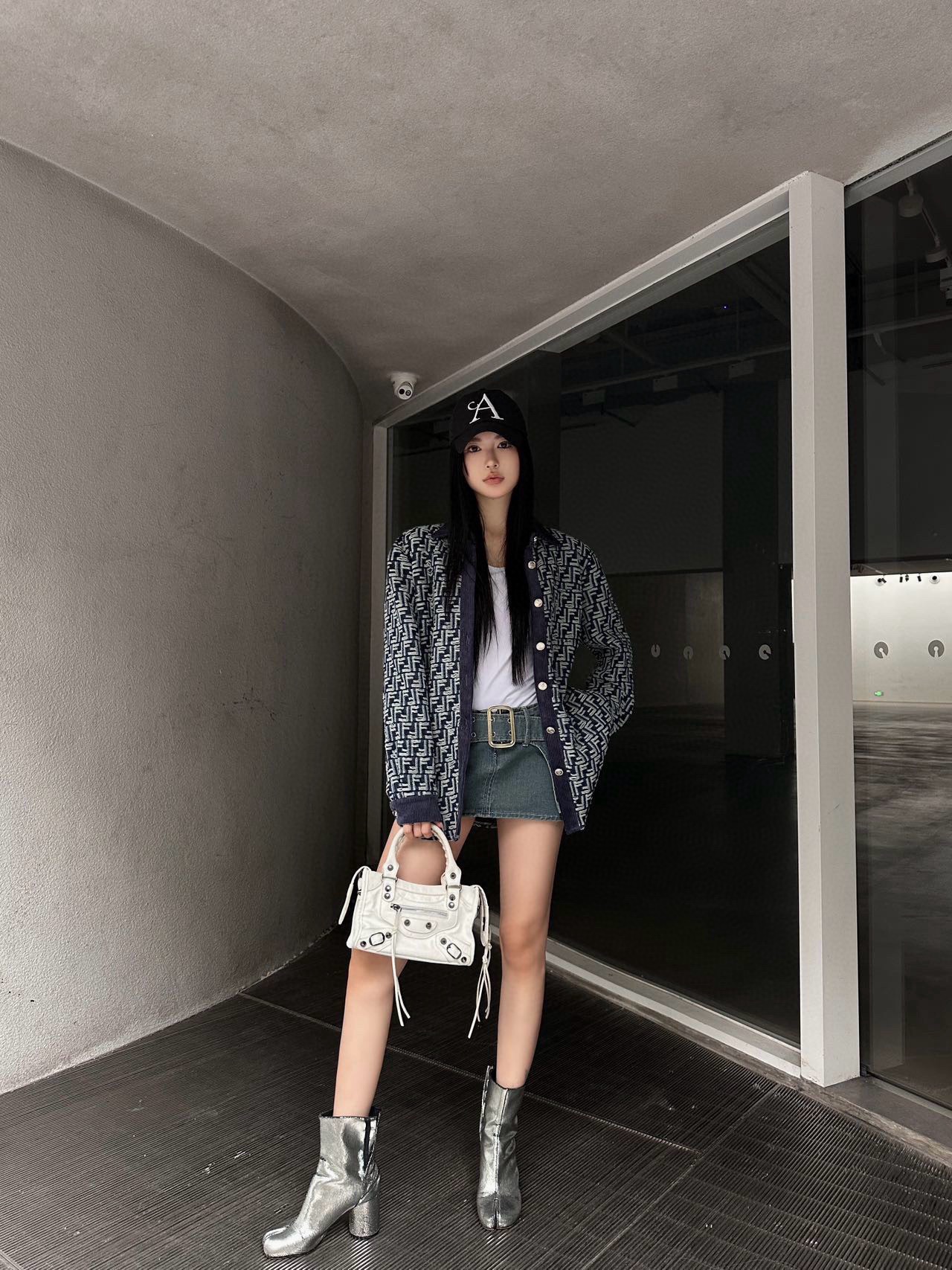 F style Denim shirt jacket with monogram