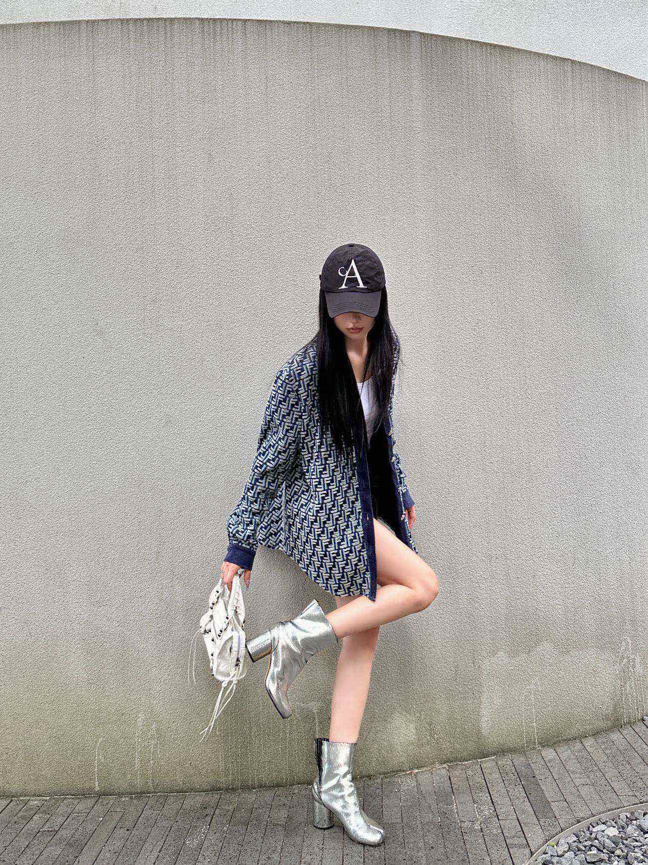 F style Denim shirt jacket with monogram