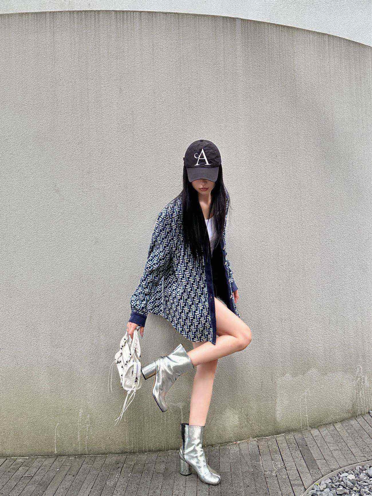 F style Denim shirt jacket with monogram