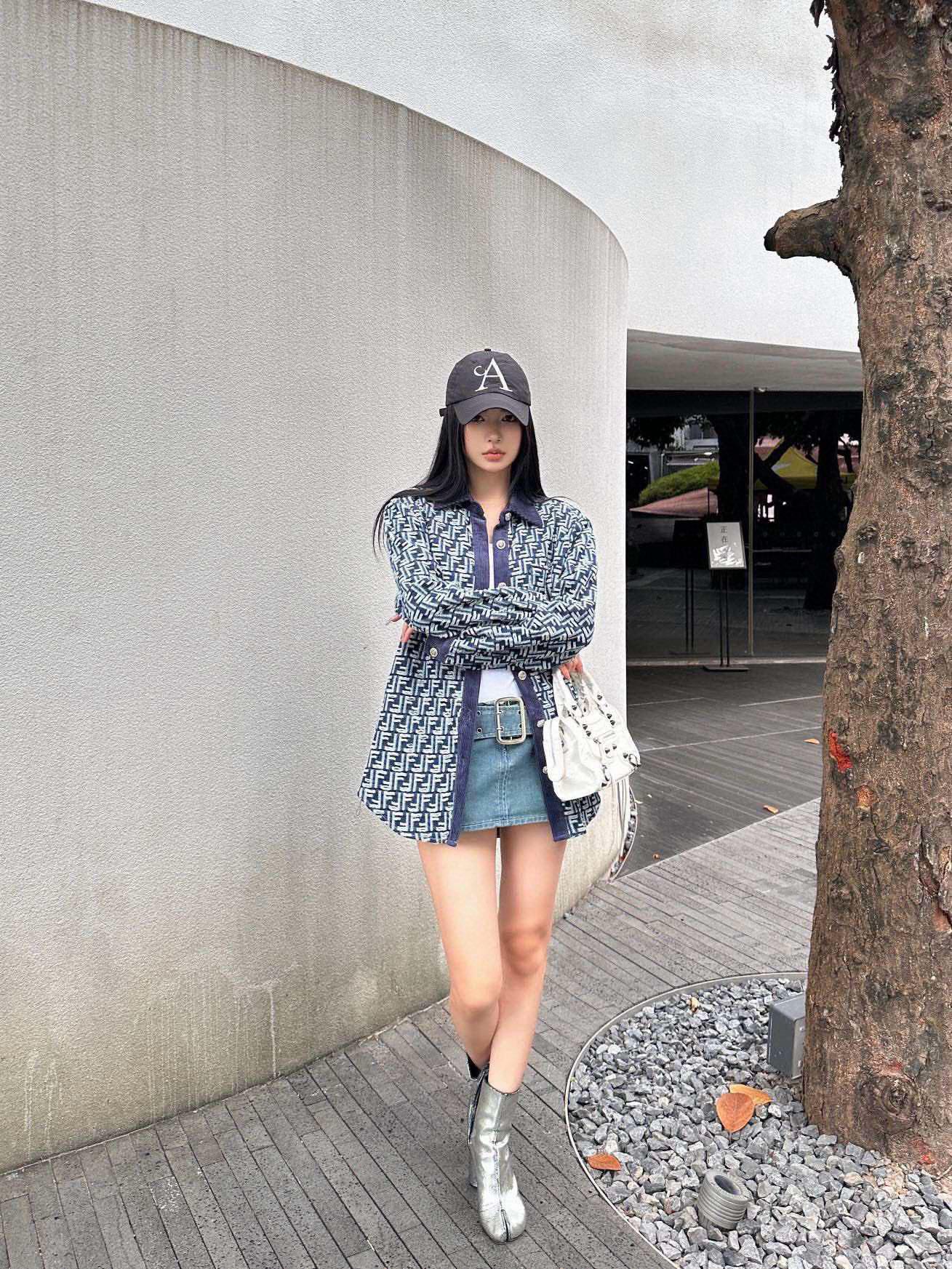 F style Denim shirt jacket with monogram