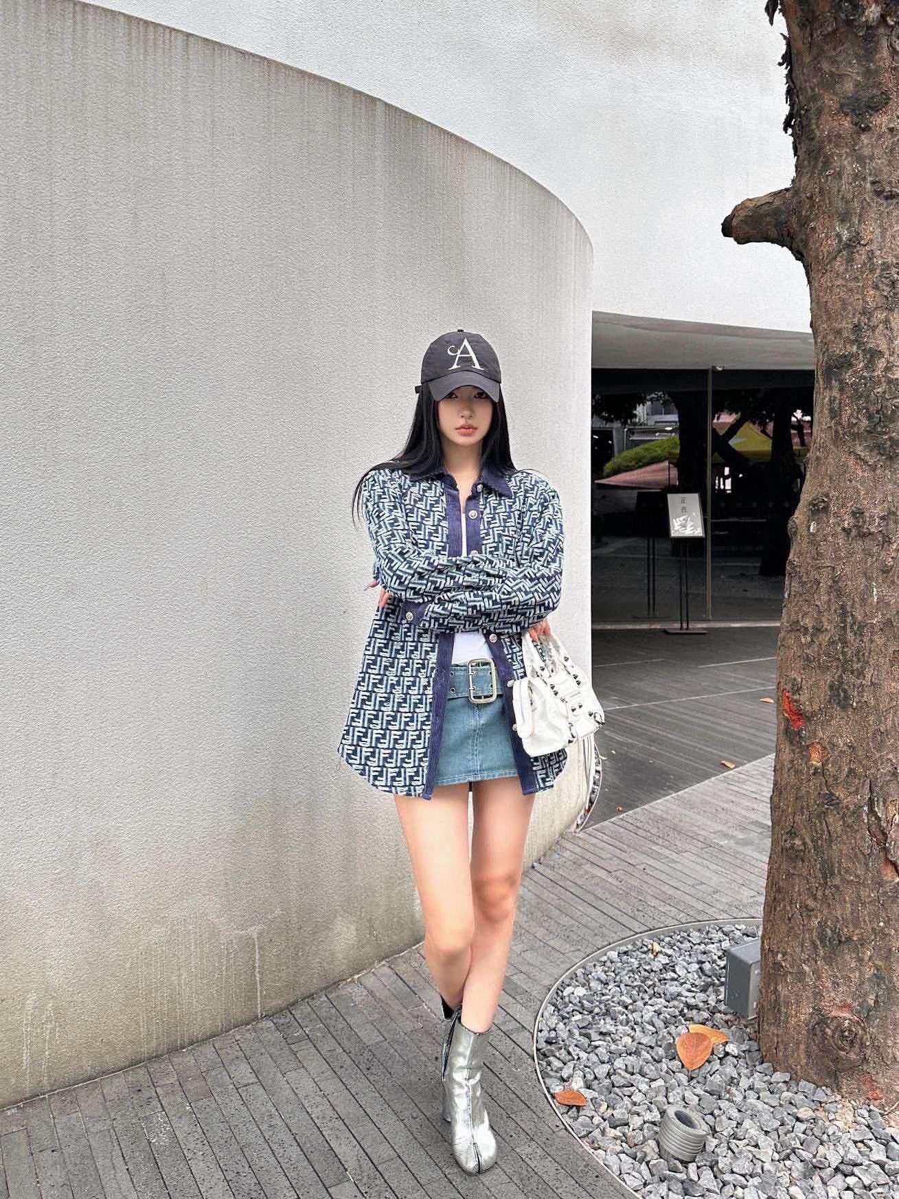 F style Denim shirt jacket with monogram