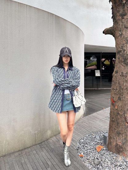 F style Denim shirt jacket with monogram