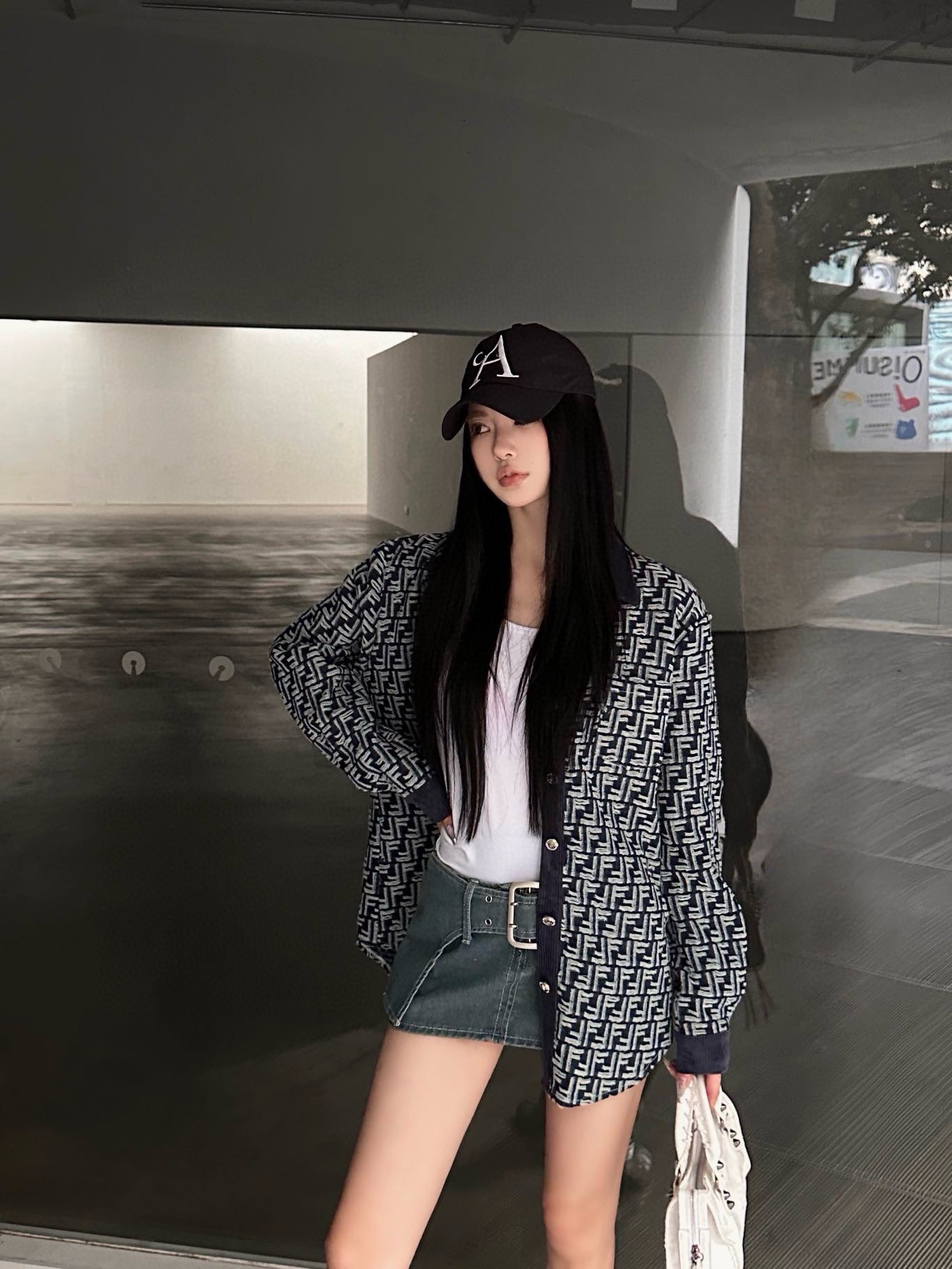 F style Denim shirt jacket with monogram