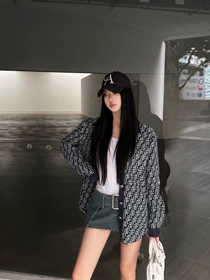 F style Denim shirt jacket with monogram