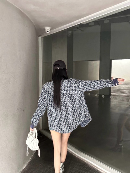 F style Denim shirt jacket with monogram