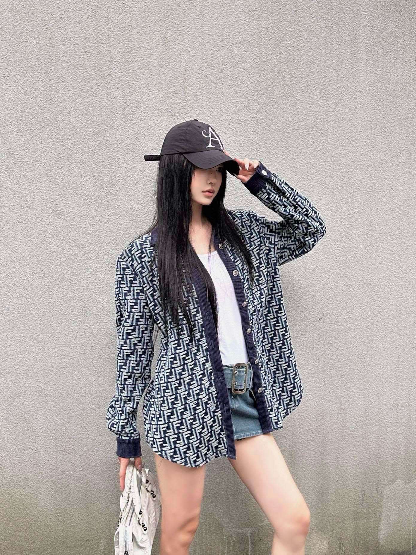 F style Denim shirt jacket with monogram