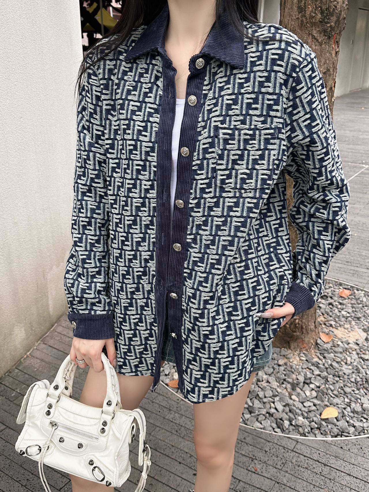 F style Denim shirt jacket with monogram