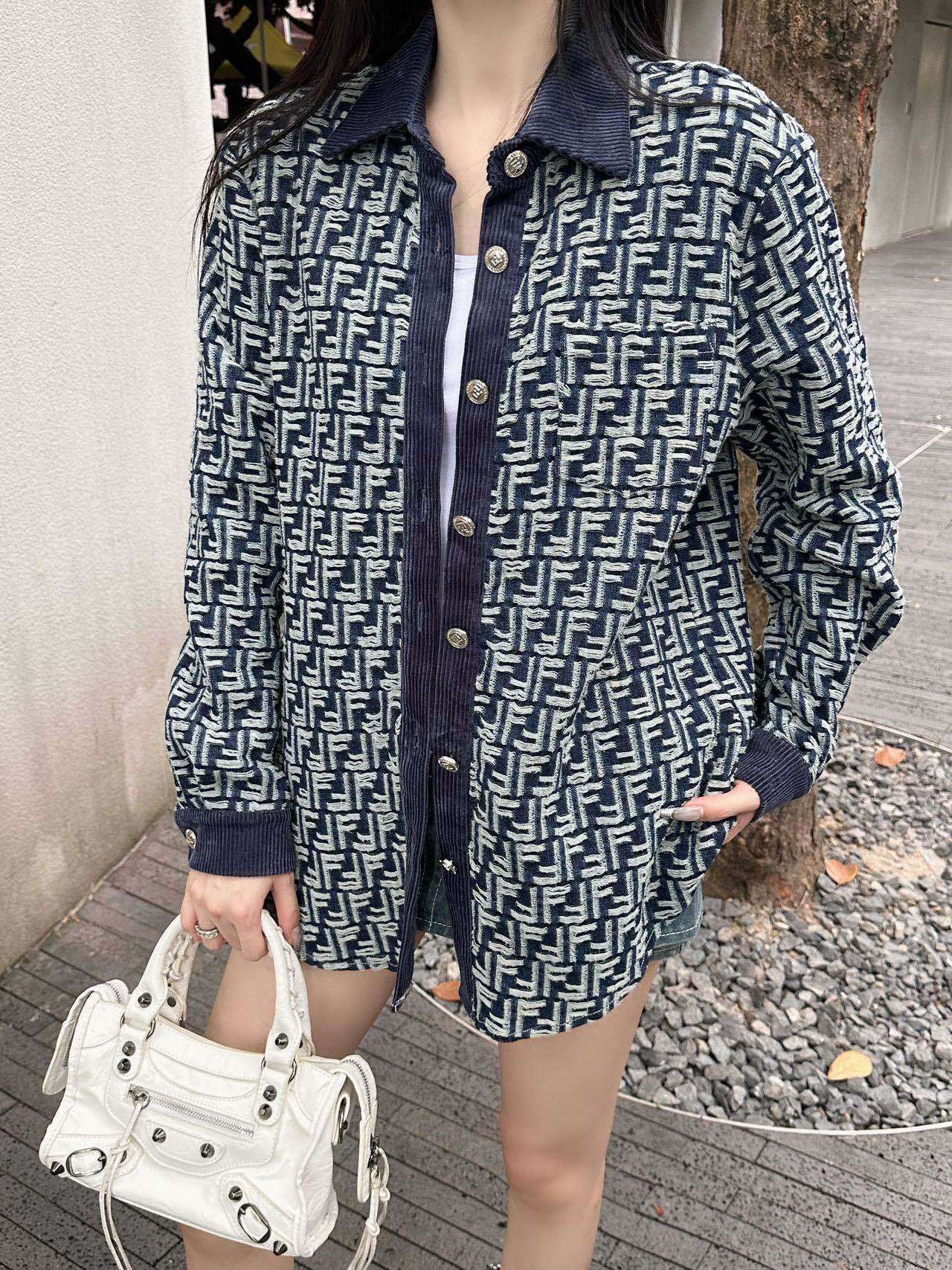 F style Denim shirt jacket with monogram