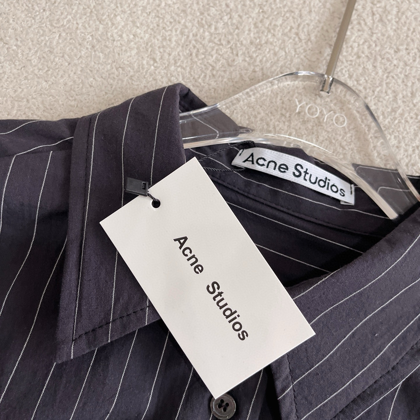 C style Vertical striped loose cropped long-sleeved shirt