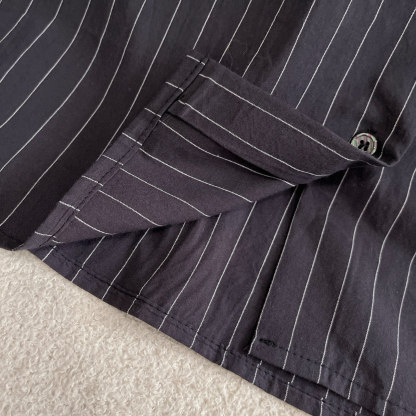 C style Vertical striped loose cropped long-sleeved shirt