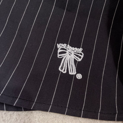 C style Vertical striped loose cropped long-sleeved shirt