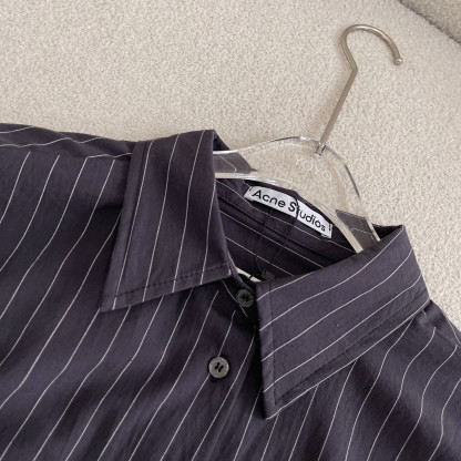 C style Vertical striped loose cropped long-sleeved shirt