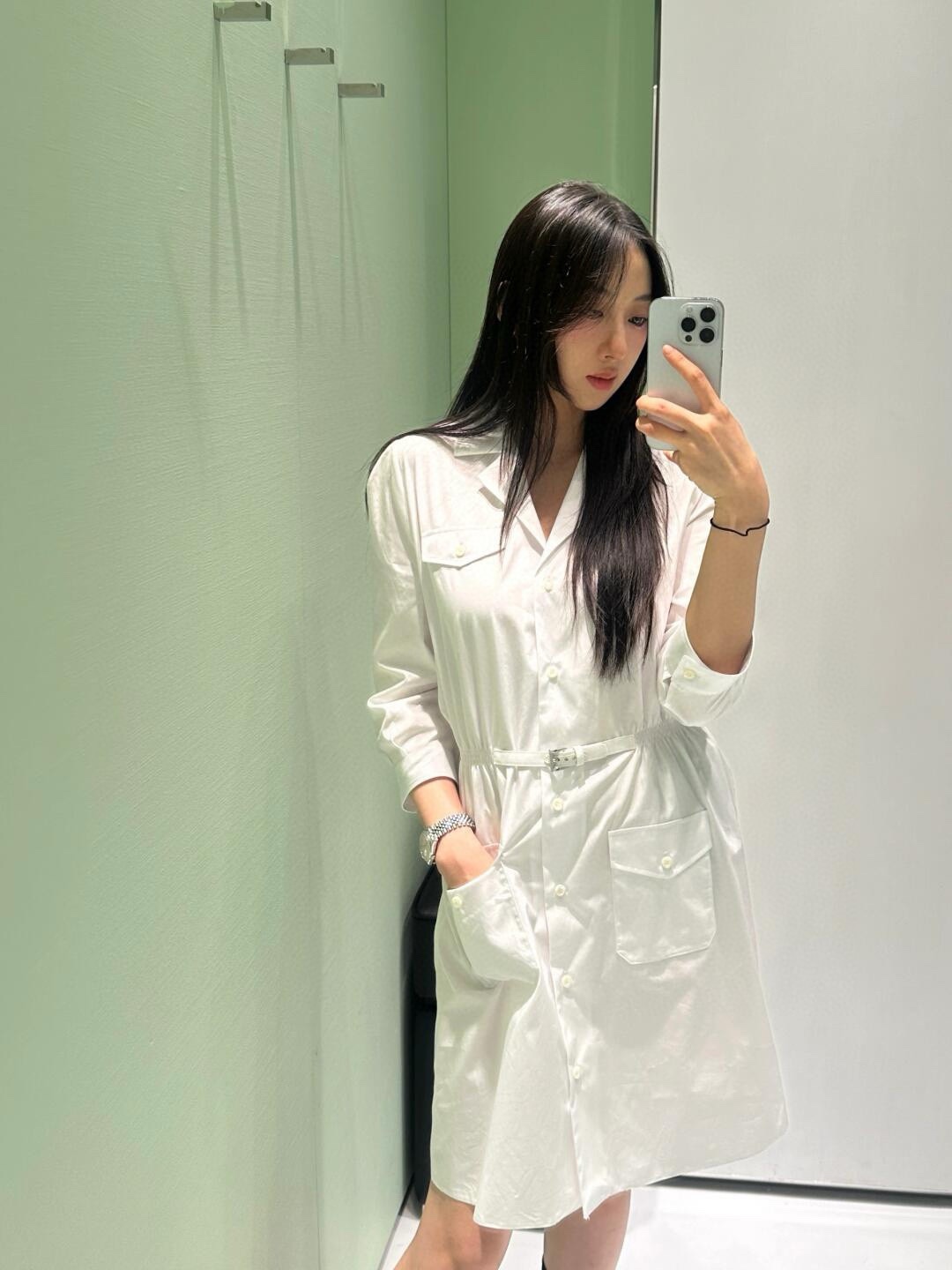 P style Minimalist white dress