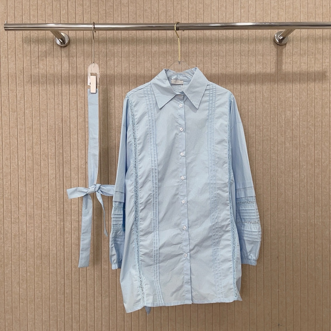 D style Jacquard hollow stitching shirt dress (with belt)