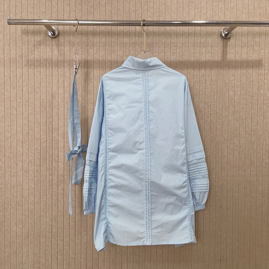 D style Jacquard hollow stitching shirt dress (with belt)