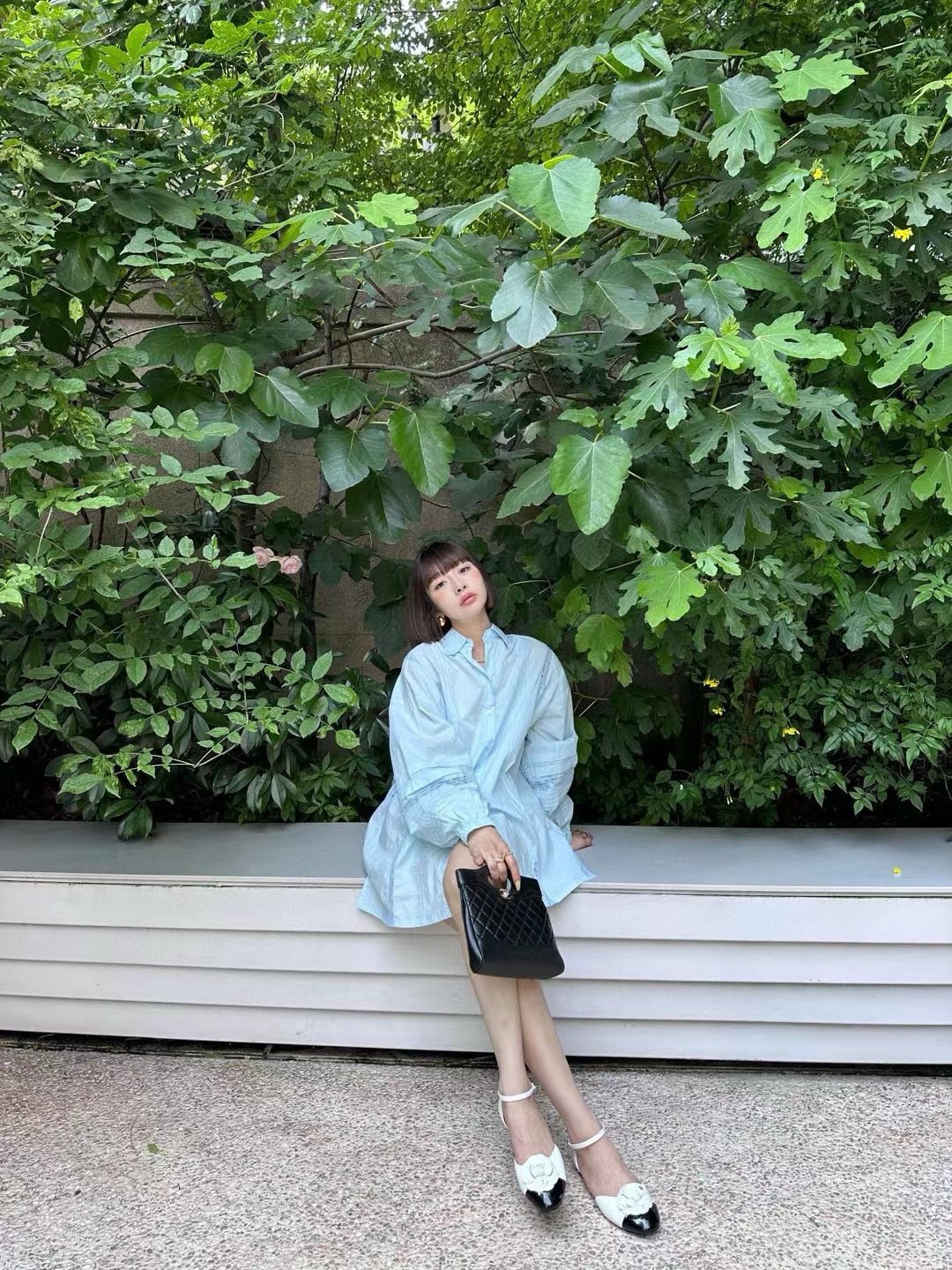 D style Jacquard hollow stitching shirt dress (with belt)