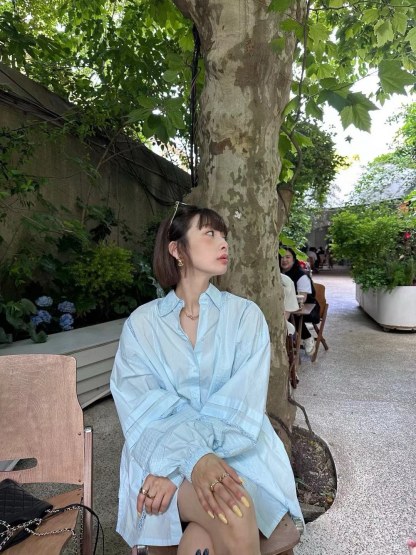 D style Jacquard hollow stitching shirt dress (with belt)