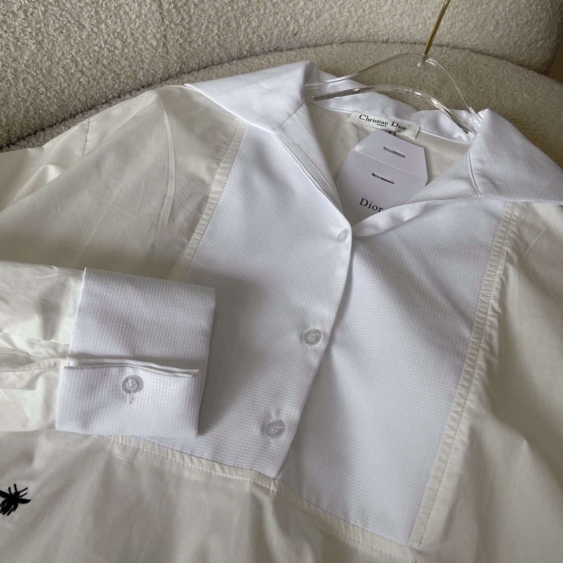 D style Minimalist white long-sleeved shirt dress