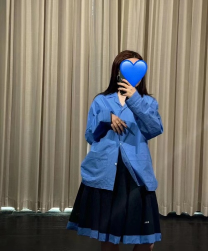 M style Embroidered Lettering Pocket Cotton Poplin Long Sleeve Shirt